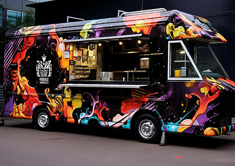 Food truck with a full printed wrap