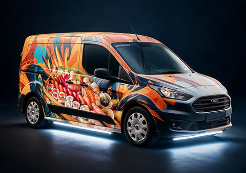 Delivery van with a full printed wrap